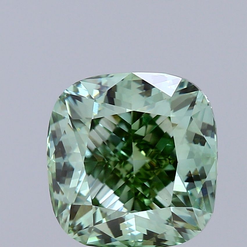 2.5 Carat Cushion Cut Fancy Green